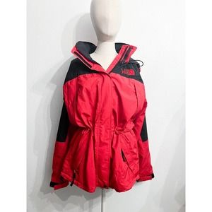 Vintage North Face Raincoat Jacket Woman Red Black
